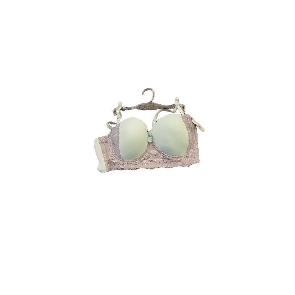 Hers by Herman Womens Blue Grey Lace Normal Strap Wireless Demi Bra Size 34B